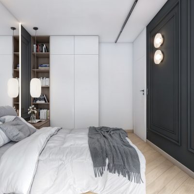 przytulna sypialnia - projekt wnętrza domu jednorodzinnego