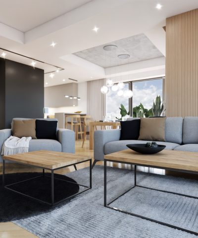 salon bratkowka cegła drewno beton